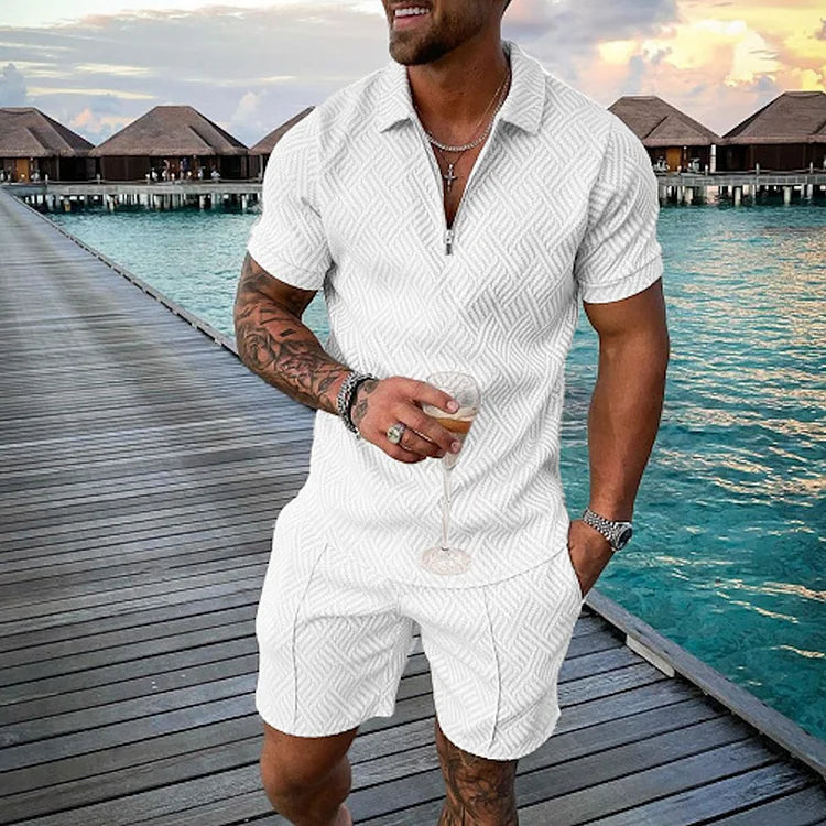 Abel | Infinity White Polo Shirt & Shorts Set