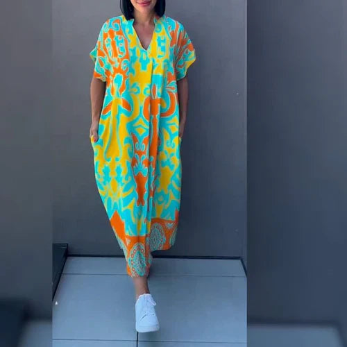Nyla | Relaxed Maxi Dress With Artistic Design