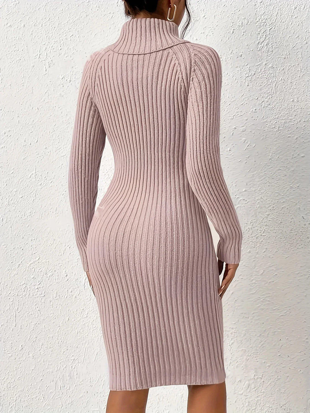 Knitted Ribbed Turtleneck Dress