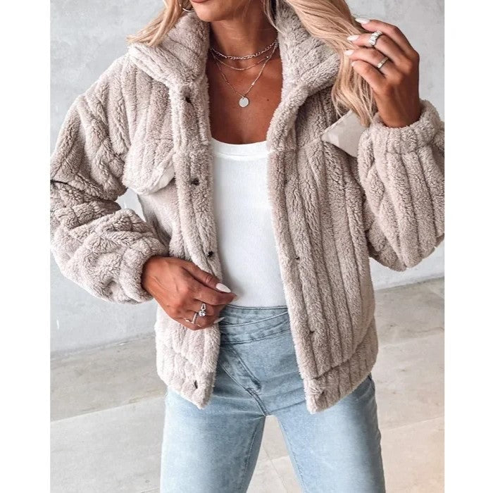 Ribbed Fur Trucker Jacket