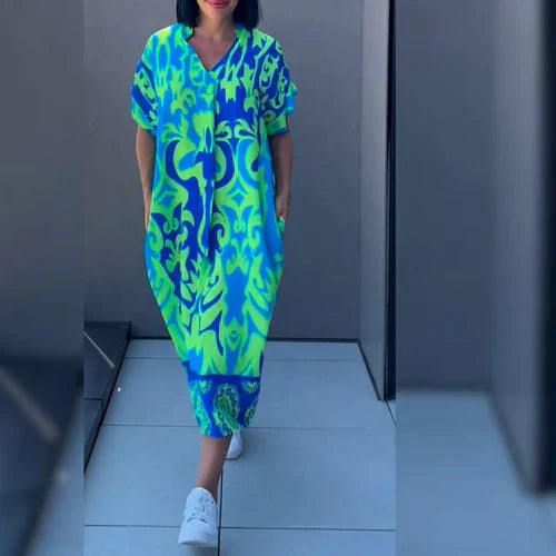 Nyla | Relaxed Maxi Dress With Artistic Design