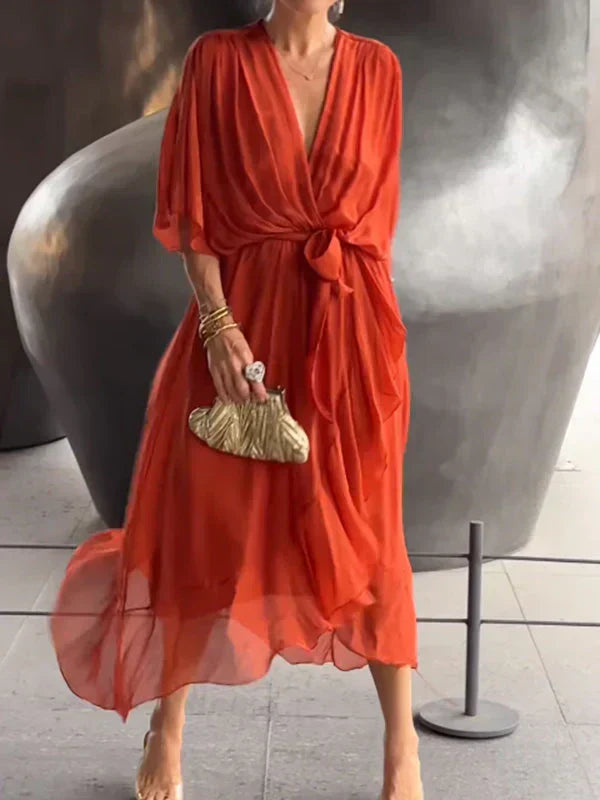Mary | V-neck Chiffon Dress
