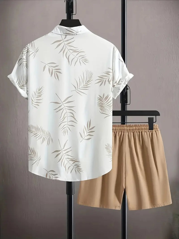 Alistair | Tropical Summer Set with Leaf Print – Shirt & Shorts